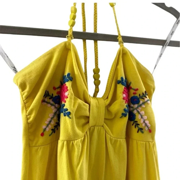 VaVa Flower Embroidered Yellow Dress Size XS. Worn as Halter or Strapless - Picture 3 of 7